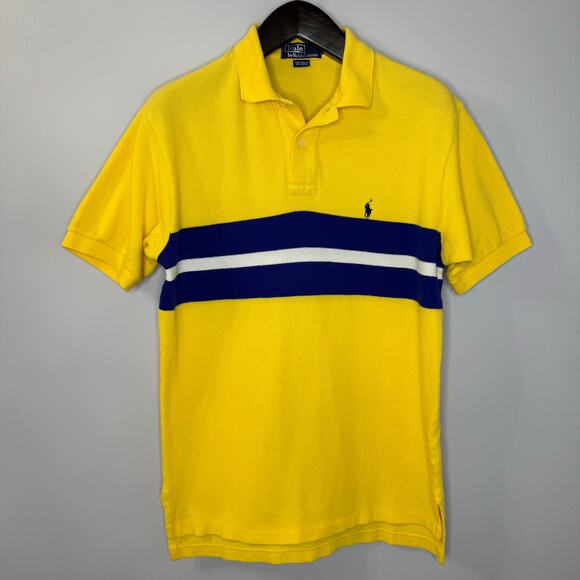 VGT Polo Ralph Lauren Embroidered Logo One Point Short Sleeve Polo Shirt Yellow - Picture 1 of 7
